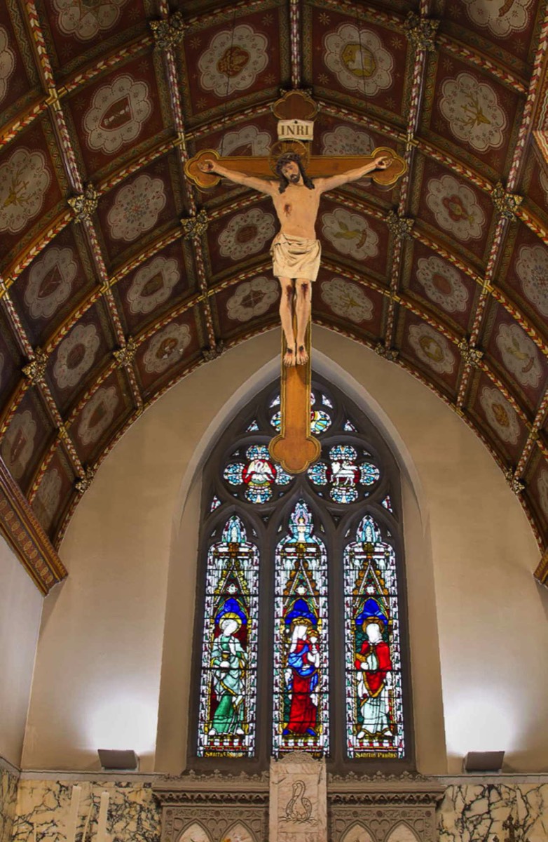 Crucifix, ceiling and altar window